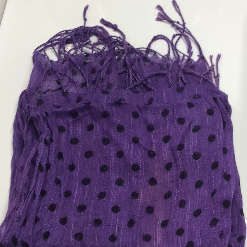 Sheer Purple Polka Dot Scarf - Picture 3 of 3